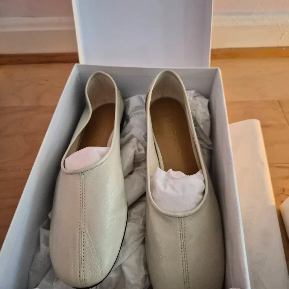 Brand New By Far Prudence Flats Limewash Creased Sz 40 - Picture 4 of 11